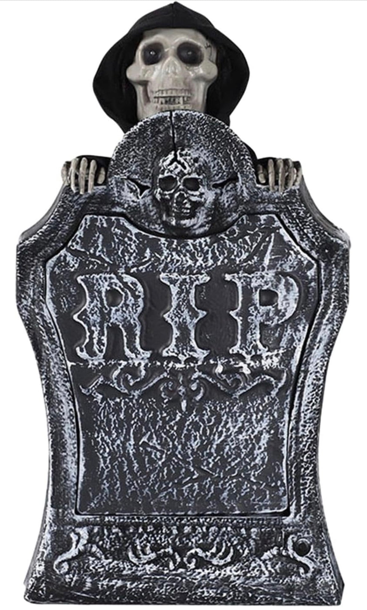 Halloween Animated Tombstone with Pop-Up Grim Reaper – RIP Gravestone Decoration with Glowing Red Eyes & Scary Sounds | Haunted House, Graveyard & Halloween Party Decor | Indoor & Outdoor Prop