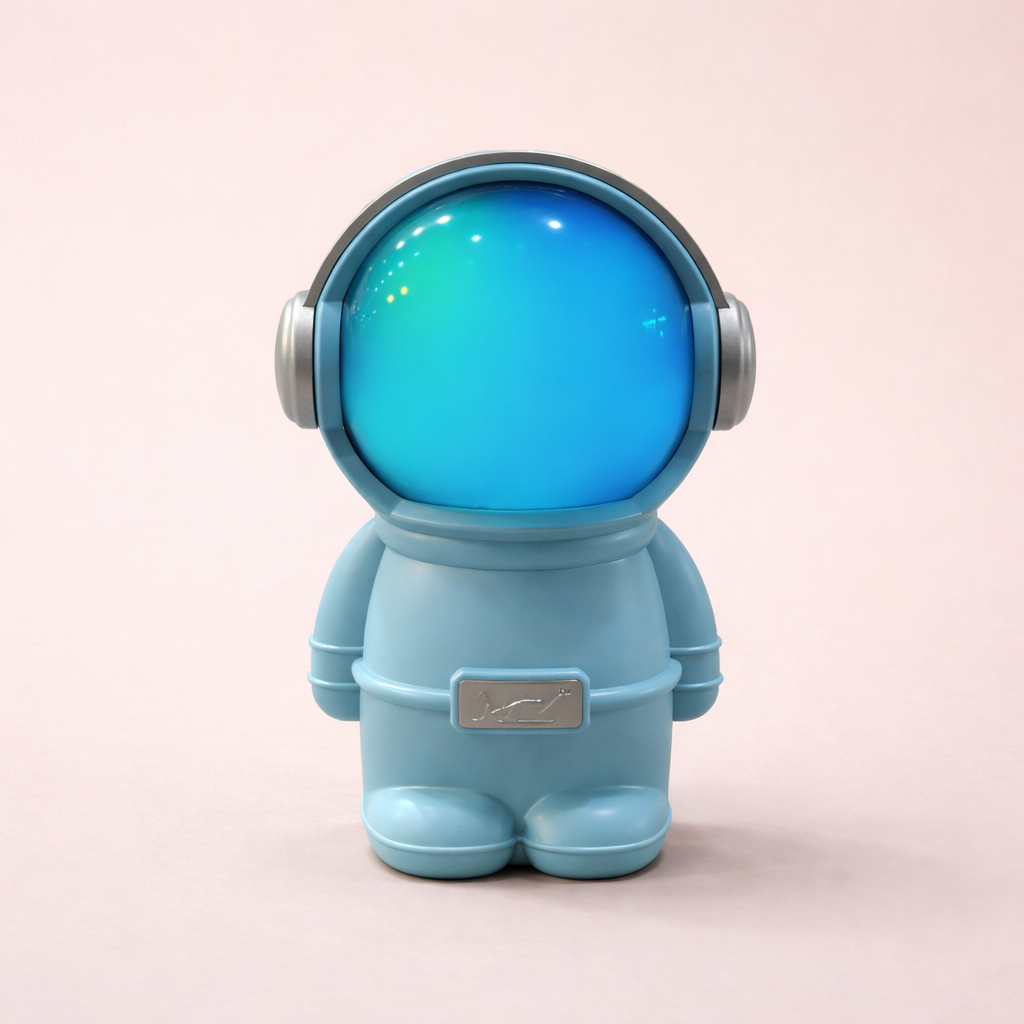 Space Adventure Astronaut Bluetooth Speaker – LED Color-Changing Helmet, Portable Wireless Mini Speaker with Galaxy Light Show, Gift Box Included – Blue