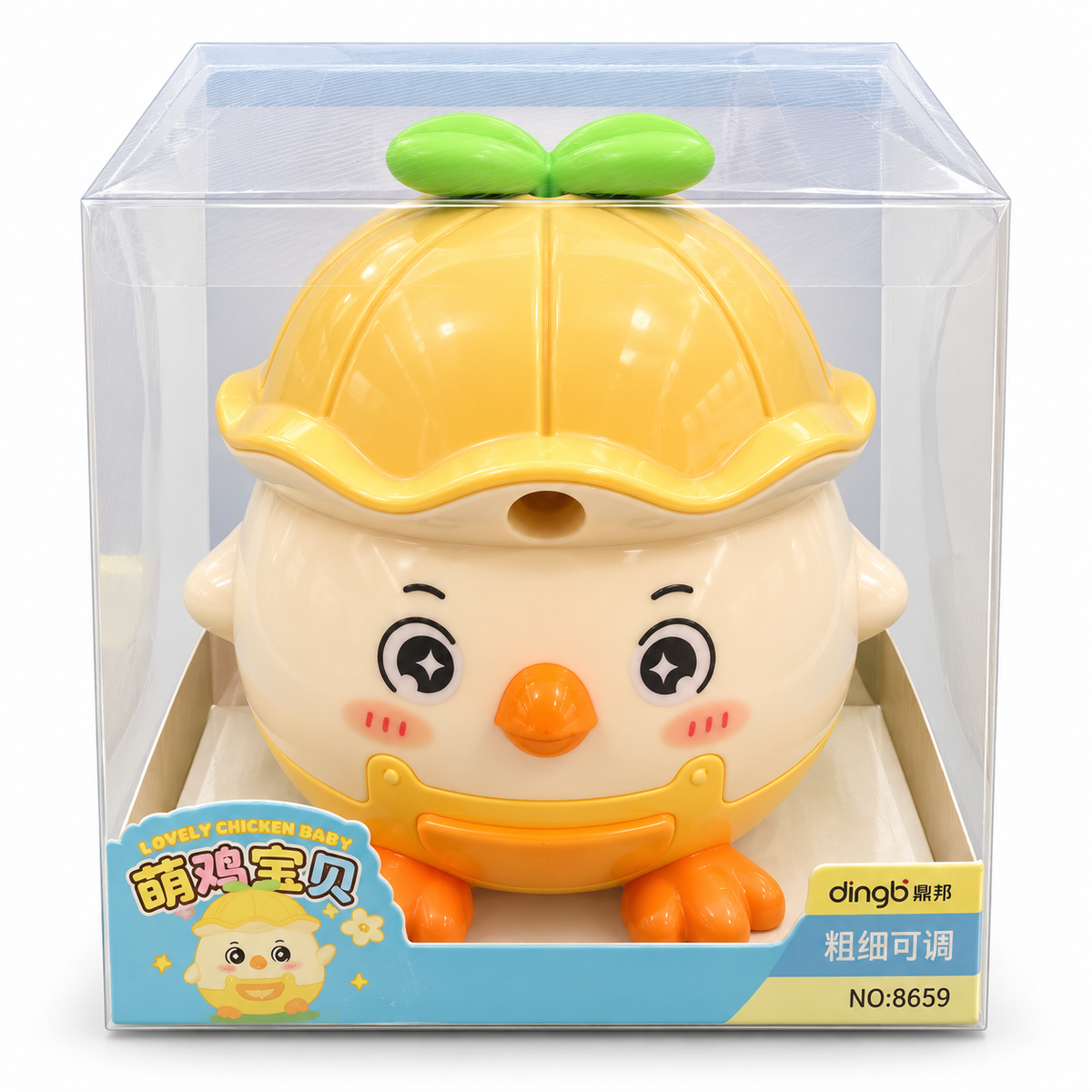Chick Hand Crank Pencil Sharpener for Kids with Adjustable Point & Shavings Drawer