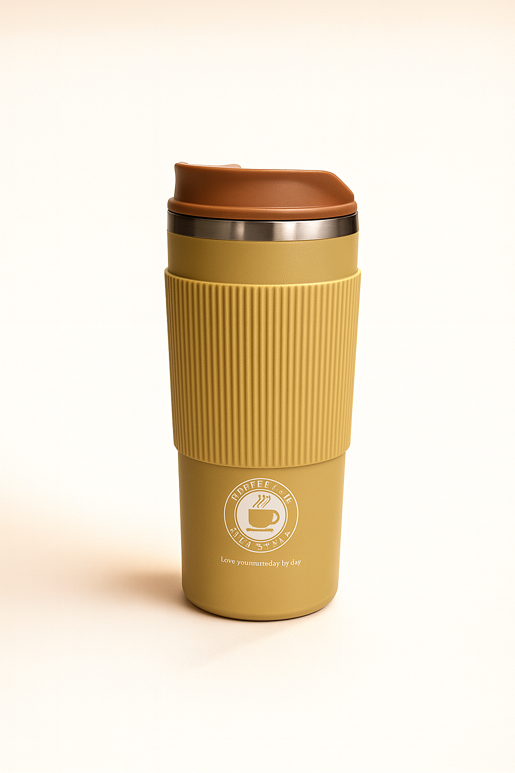 BrewGuard Insulated Coffee Bottle | Leak-Proof Flip Lid, Soft Grip Sleeve & Double-Wall Steel | Portable Hot & Cold Bottle for Daily Commute