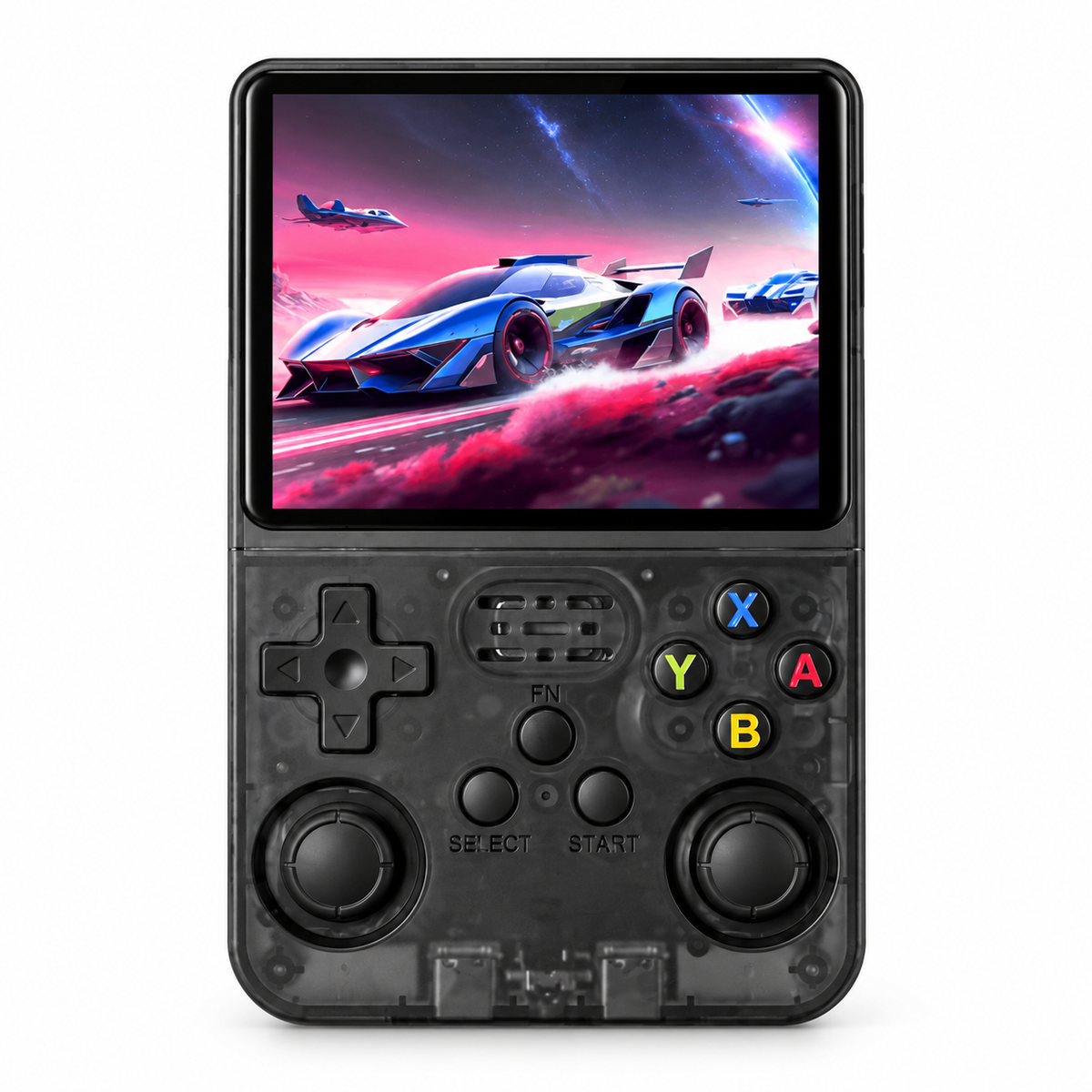 J36 Ultra Handheld Game Console – [X]-inch IPS Screen, Wi-Fi & Bluetooth, Dual Joysticks with RGB Lighting, [XXXX]mAh Rechargeable Battery, Portable Retro-Style Gaming Device – Transparent Purple