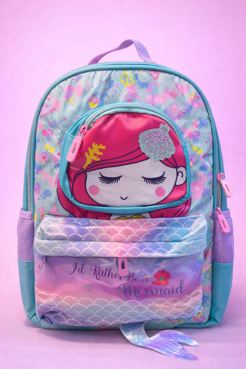 Kids Backpack with 3D Plush mermaid| Lightweight School Bag for Girls | Multi-Pocket, Soft & Durable | Preschool & Daycare Use
