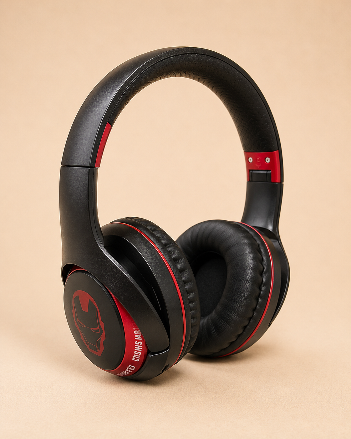 Kids Wireless Bluetooth Headphones | Over-Ear Foldable Headset with Super Hero Print, Deep Bass Sound & Soft Cushioned Earpads | Gaming, Music & Online Classes | Bold Black & Red Design