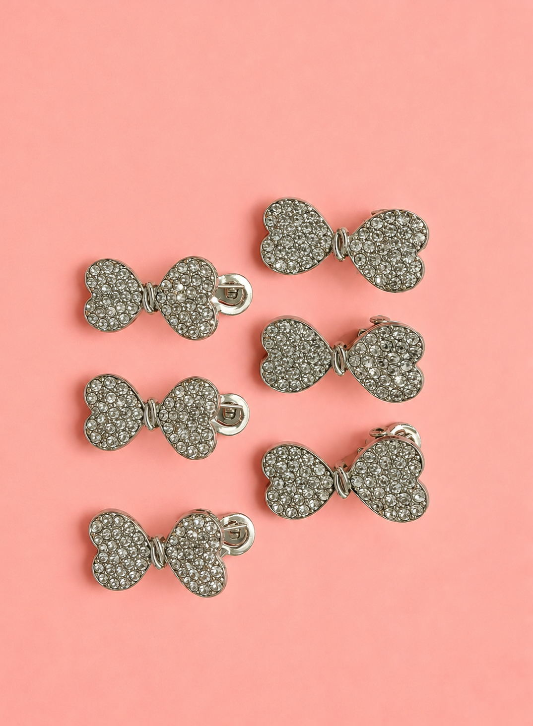 Crystal Bow Clip-On Earrings for Girls – Silver Rhinestone Pave Bow Earrings | No Piercing Needed | Kids & Teen Fashion Jewellery | Birthday, Party & Festive Gift