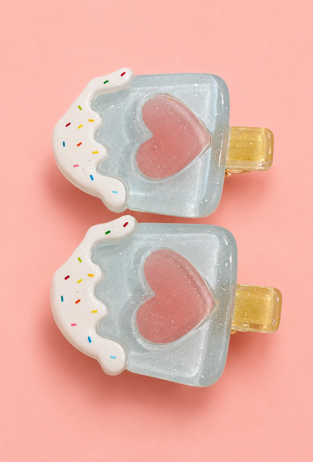 Ice Cream Hair Clips for Girls – Cute Popsicle Resin Hair Clip Set of 2 | No-Slip Alligator Clamp | Kids Hair Accessories for Toddlers & Girls Age 3+ | Birthday & Party Return Gift