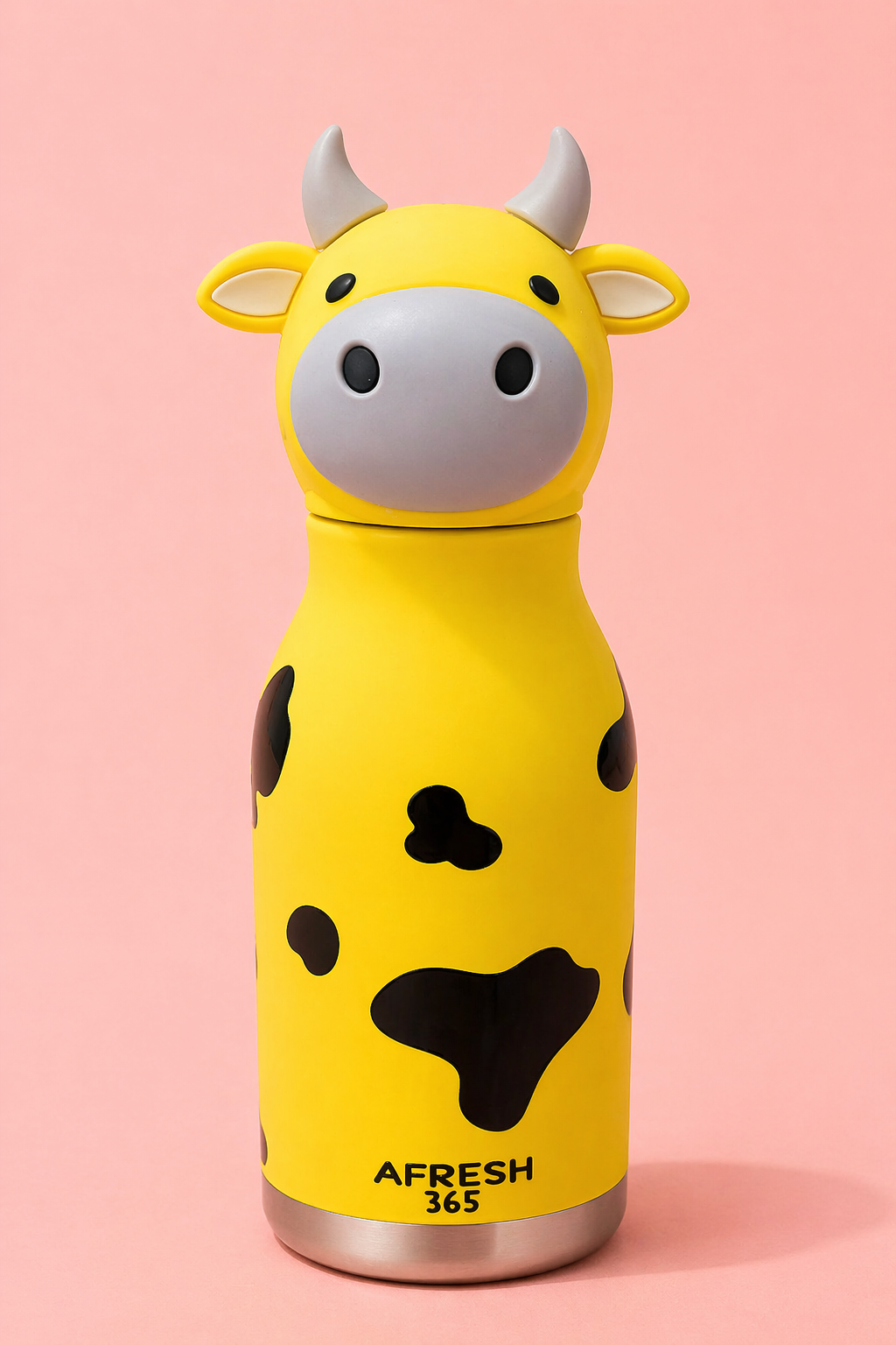 Kids Insulated Steel Water Bottle with Detachable Character Cap | Feather Print | Straw Cap | 500ml | School, Travel & Outdoor Use