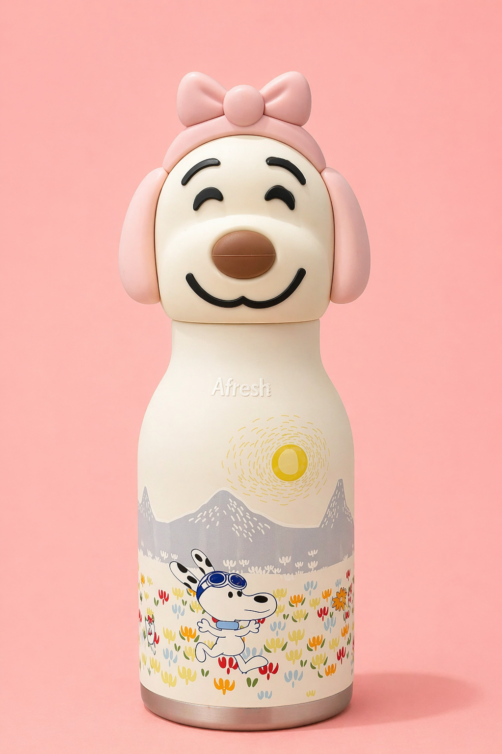 Kids Insulated Steel Water Bottle with Detachable Character Cap | Feather Print | Straw Cap | 500ml | School, Travel & Outdoor Use