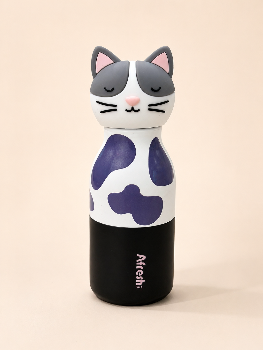 Kids Insulated Steel Water Bottle with Detachable Character Cap | Feather Print | Straw Cap | 500ml | School, Travel & Outdoor Use