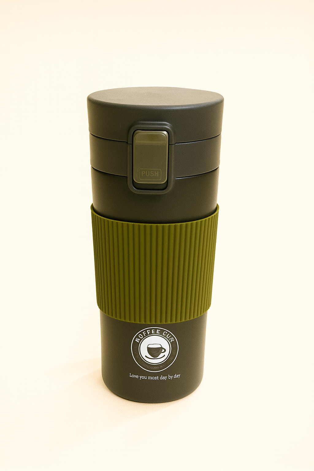 InsulBrew Leak-Proof Coffee Tumbler with Push-Lock Lid | Dual-Tone Travel Cup with Anti-Slip Grip & Heat-Retaining Design | Portable Hot & Cold Beverage Mug for Office, Commute & Outdoor Use