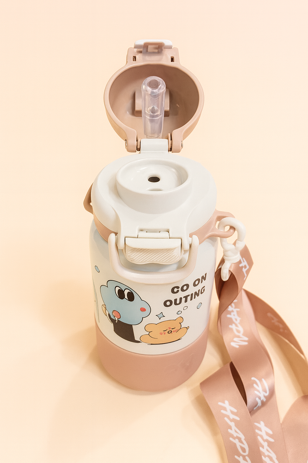 Cute Afternoon Bear Kids Water Bottle – Leak-Proof Flip Cap, BPA-Free Stainless Steel, Double Wall Insulated Cartoon Bottle for School & Travel