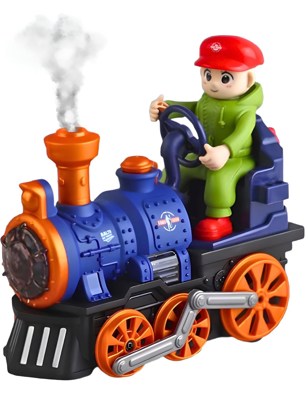 Steam Engine Train Toy for Kids – Bump & Go Locomotive with Real Water Mist Smoke, Colourful LED Lights & Music | 360° Auto-Turning Toy Train with Driver | Gift for Boys & Girls 3+ Year