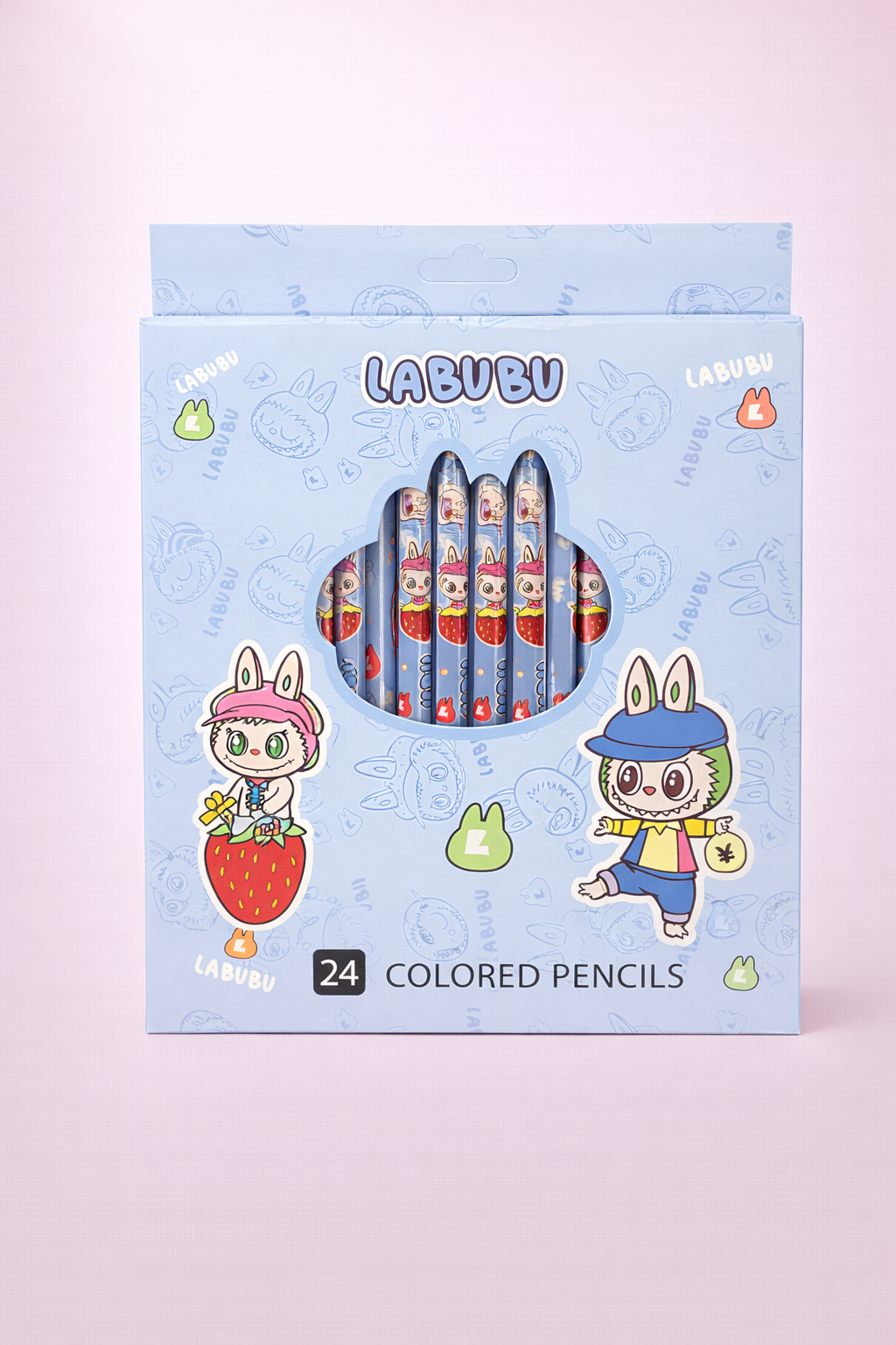 LABUBU Colored Pencils Set (24 Colors) | Cute Cartoon Art Pencils for Kids & School