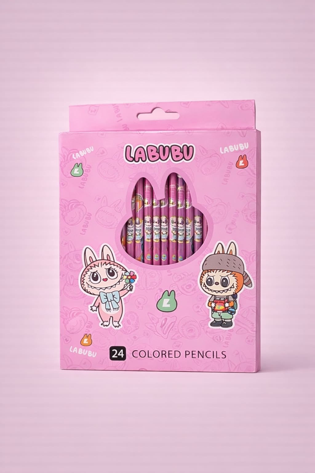 LABUBU Colored Pencils Set (24 Colors) | Cute Cartoon Art Pencils for Kids & School