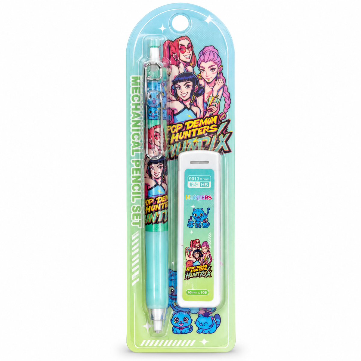 Mechanical Pencil Set for Kids with 0.5mm HB Lead Refills, Cartoon Print, 4 Designs