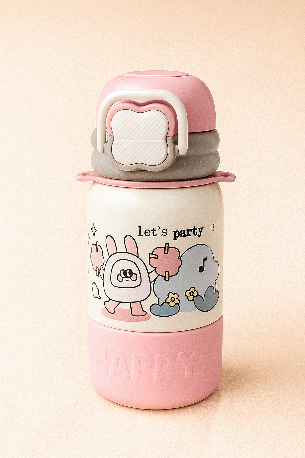 Cute Afternoon Bear Kids Water Bottle – Leak-Proof Flip Cap, BPA-Free Stainless Steel, Double Wall Insulated Cartoon Bottle for School & Travel
