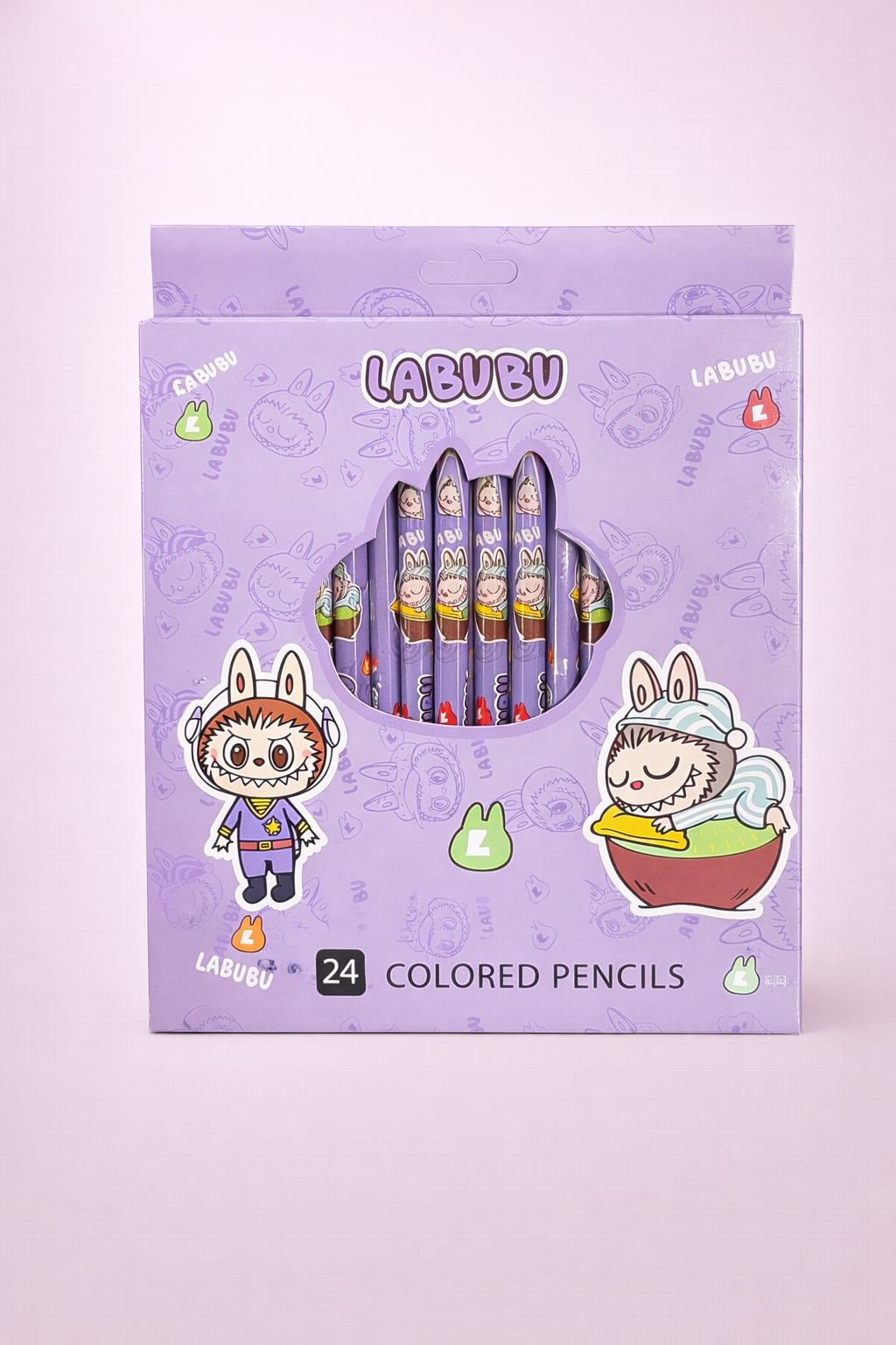 LABUBU Colored Pencils Set (24 Colors) | Cute Cartoon Art Pencils for Kids & School