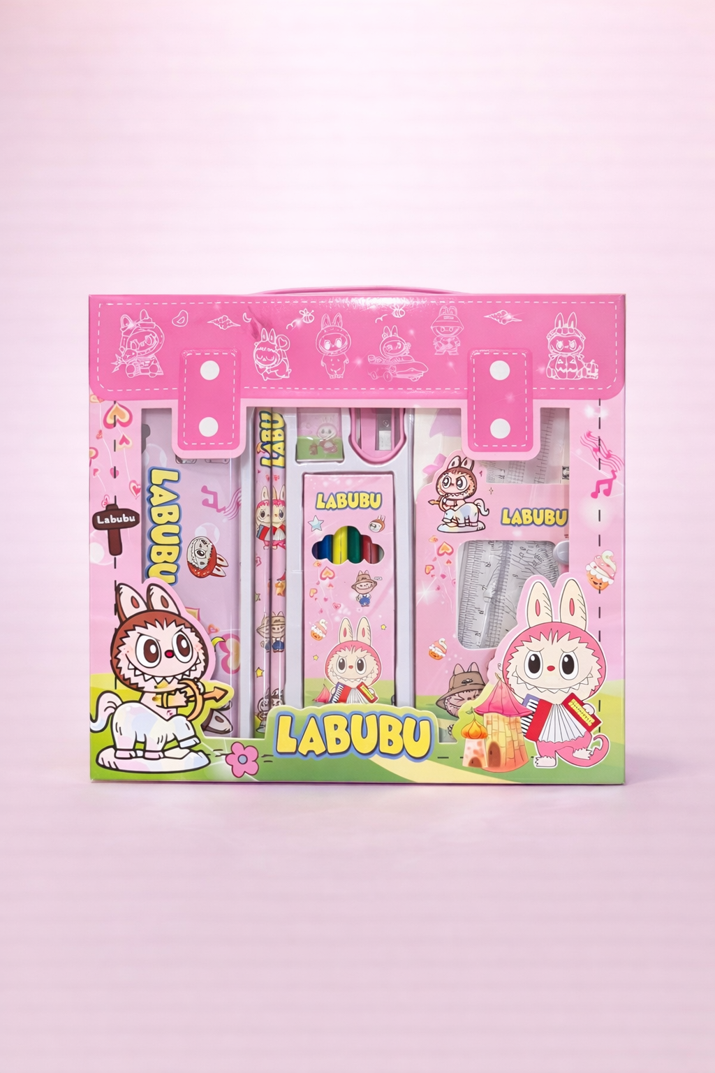 Labubu Cartoon Stationery Set for Kids | Cute Pencil Box with Writing Essentials