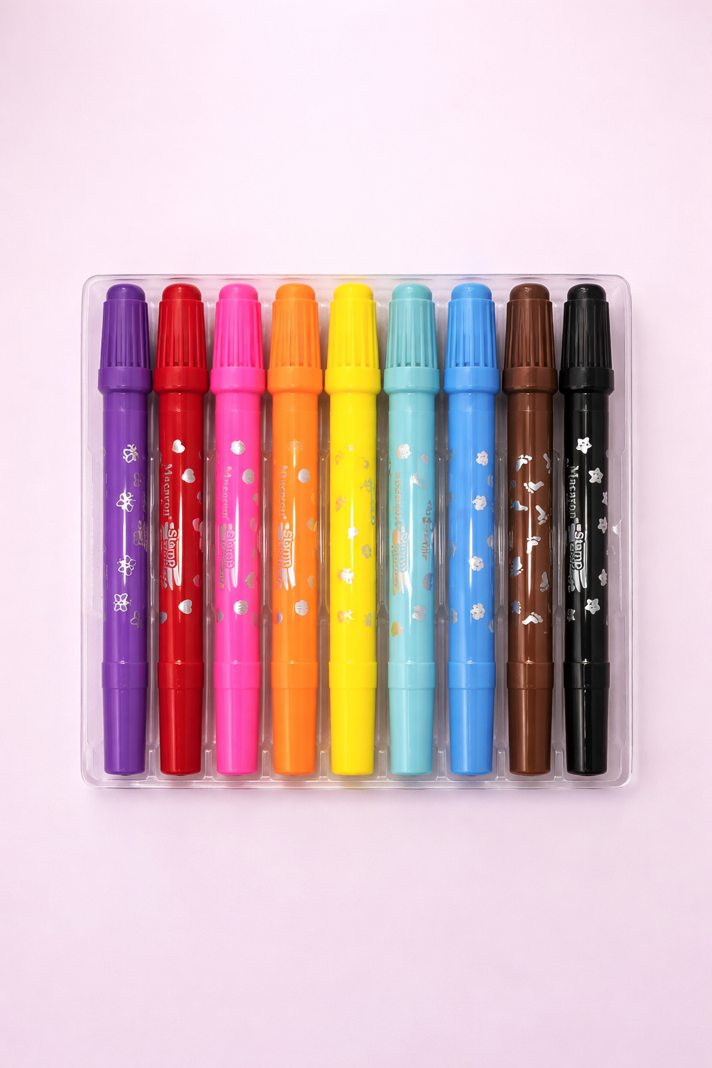 Macaron Stamper Scented Markers Set | 10 Color Markers with 10 Fun Stampers for Kids