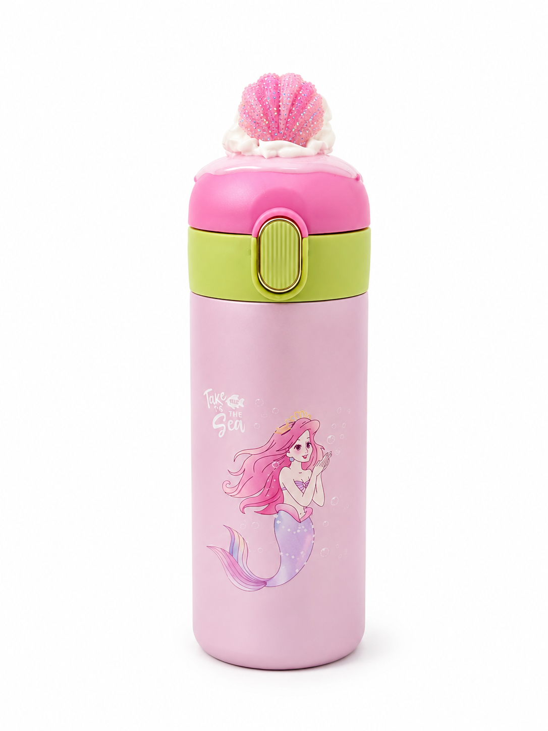 Kids Mermaid Stainless Steel Water Bottle with Straw Lid |500ml | Cute Leakproof Sipper Bottle for Girls