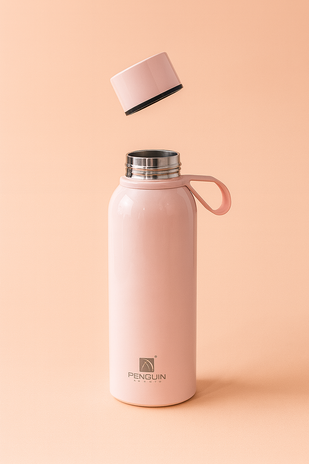 Penguin Stainless Steel Double Wall Insulated bottle | Keeps Drinks Hot & Cold for 24 Hours | Leak-Proof Travel Water Bottle with Soft Carry Loop