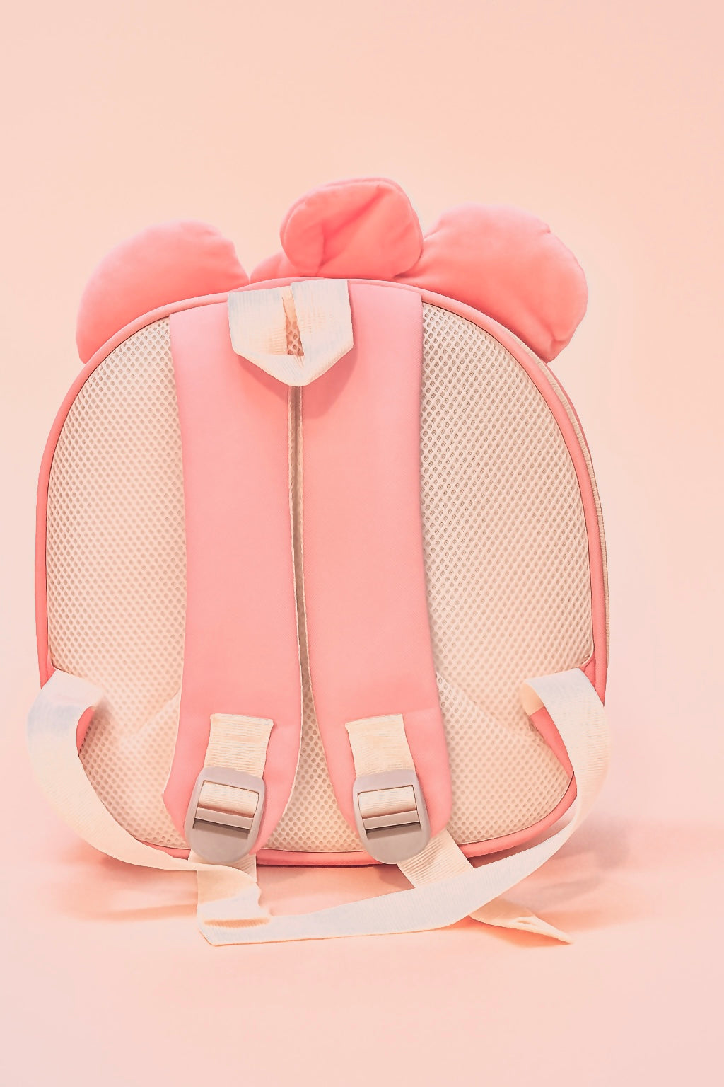 Cute 3D Letter Design Kids Backpack | Peach Pink EVA School Bag with Plush Ears & Bear Charm | Lightweight Waterproof Travel Bag