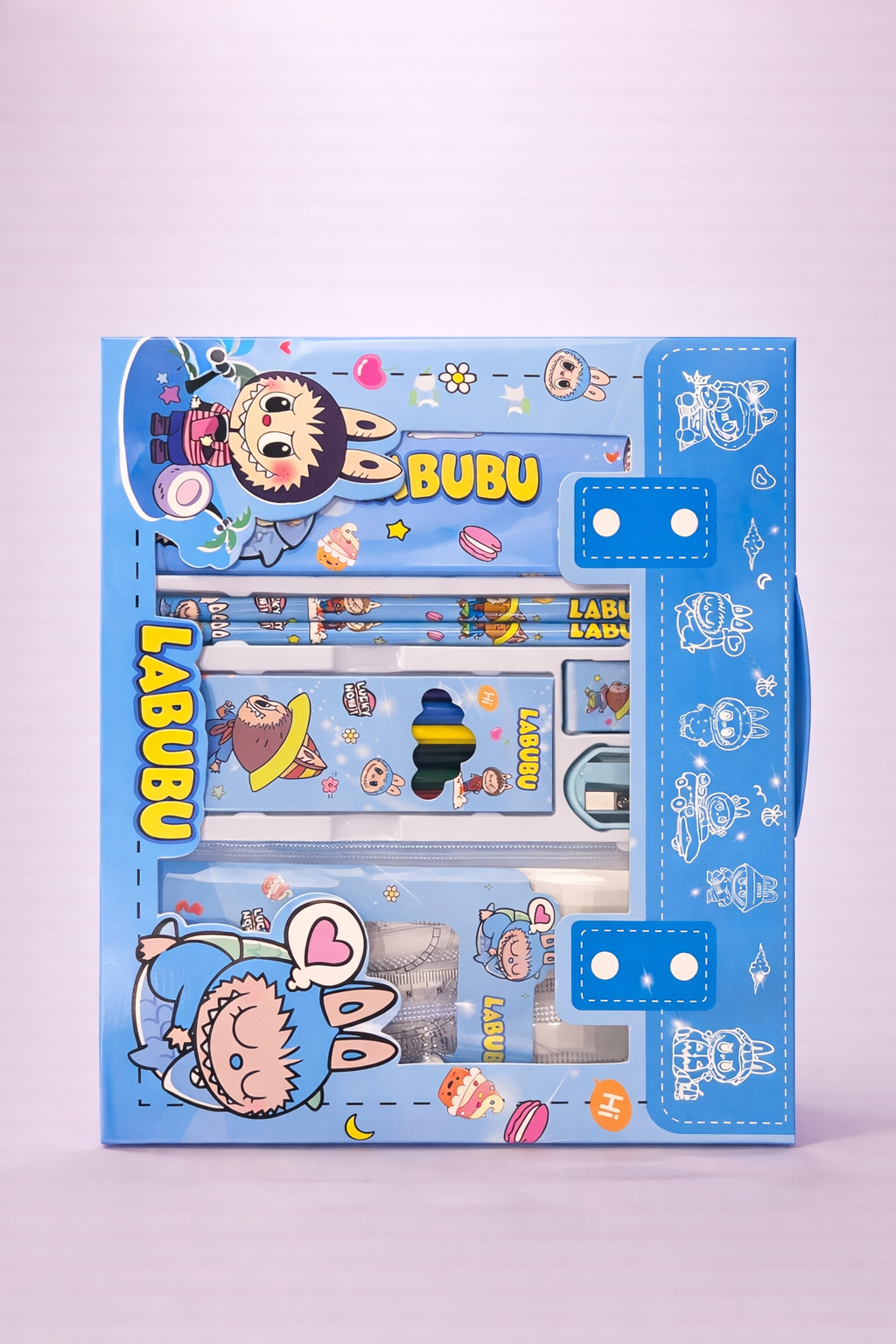 Labubu Cartoon Stationery Set for Kids | Cute Pencil Box with Writing Essentials