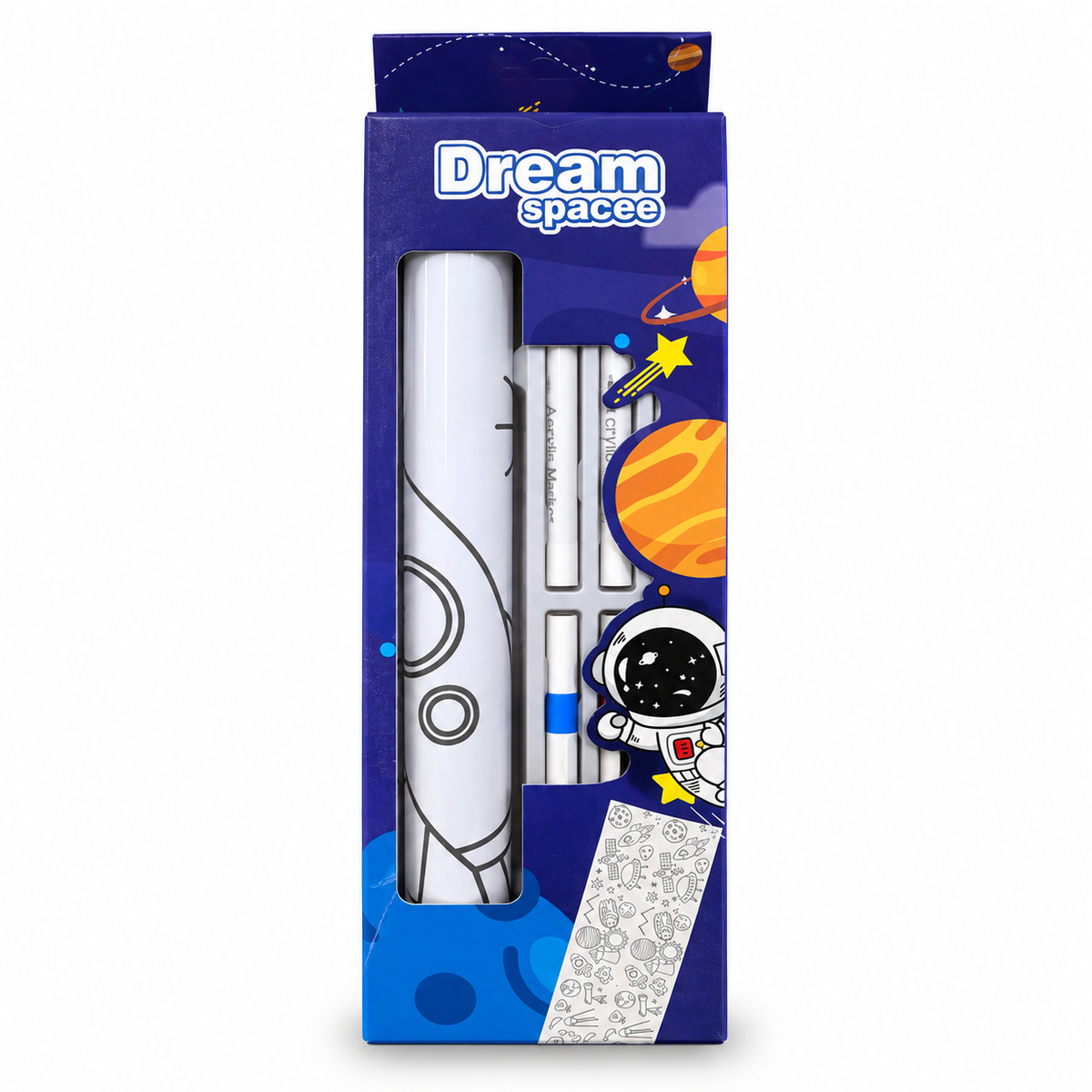 Jumbo Colouring Roll for Kids with 6 Acrylic Markers, Giant DIY Colouring Poster Set, Space & Unicorn Themes, Drawing & Painting Kit, Art and Craft Activity Gift for Boys & Girls (Astronaut/Unicorn)