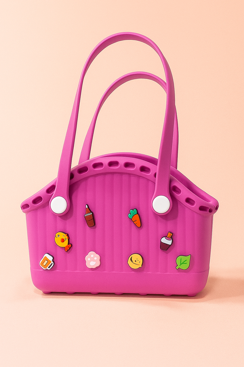 Charmify Carry-All Bag | Trendy Sky Crocs Style Basket Tote Bag | Waterproof EVA Jelly Handbag with Fun Charms | Large Capacity Beach, Travel & Daily Use Bag for Girls