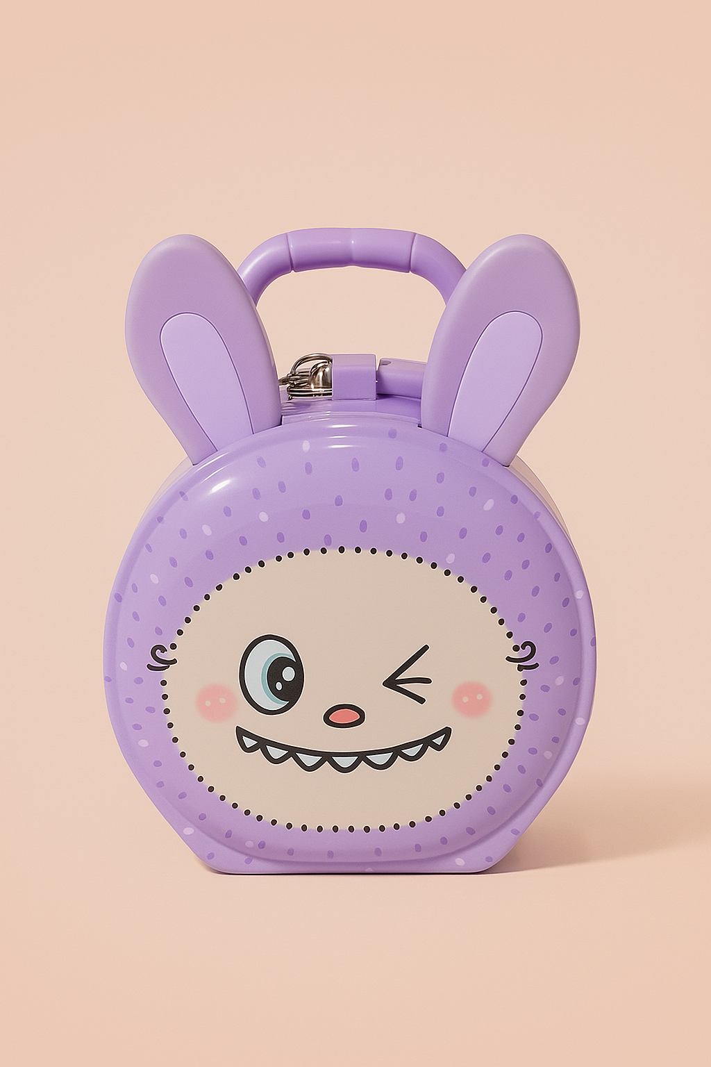 Winky Bunny BankCute Purple Bunny Money Bank for Kids | Adorable Cartoon Coin Box with Handle | Fun Winking Face Design | Durable Plastic Piggy Bank for Boys & Girls