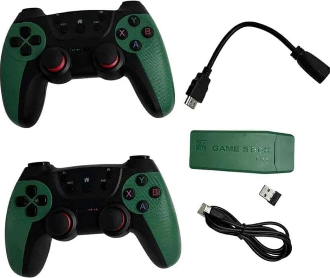 M22 Ultra Wireless Game Stick – Plug & Play TV Gaming Console with 2 Wireless Controllers, 1080P HDMI Output, 2.4G Low-Latency Connection, Retro-Style Video Game Stick for TV – Green