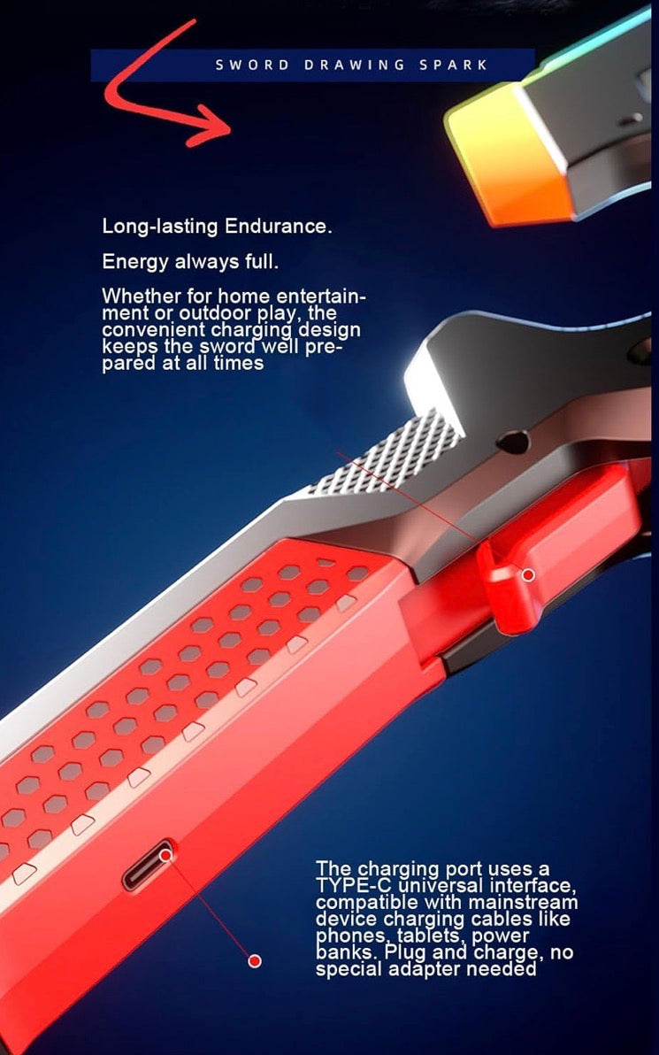 LED Light Up Rotatable Axe Sword Toy with Mist Spray for Birthday Xmas Gift Kids and Adults Plastic