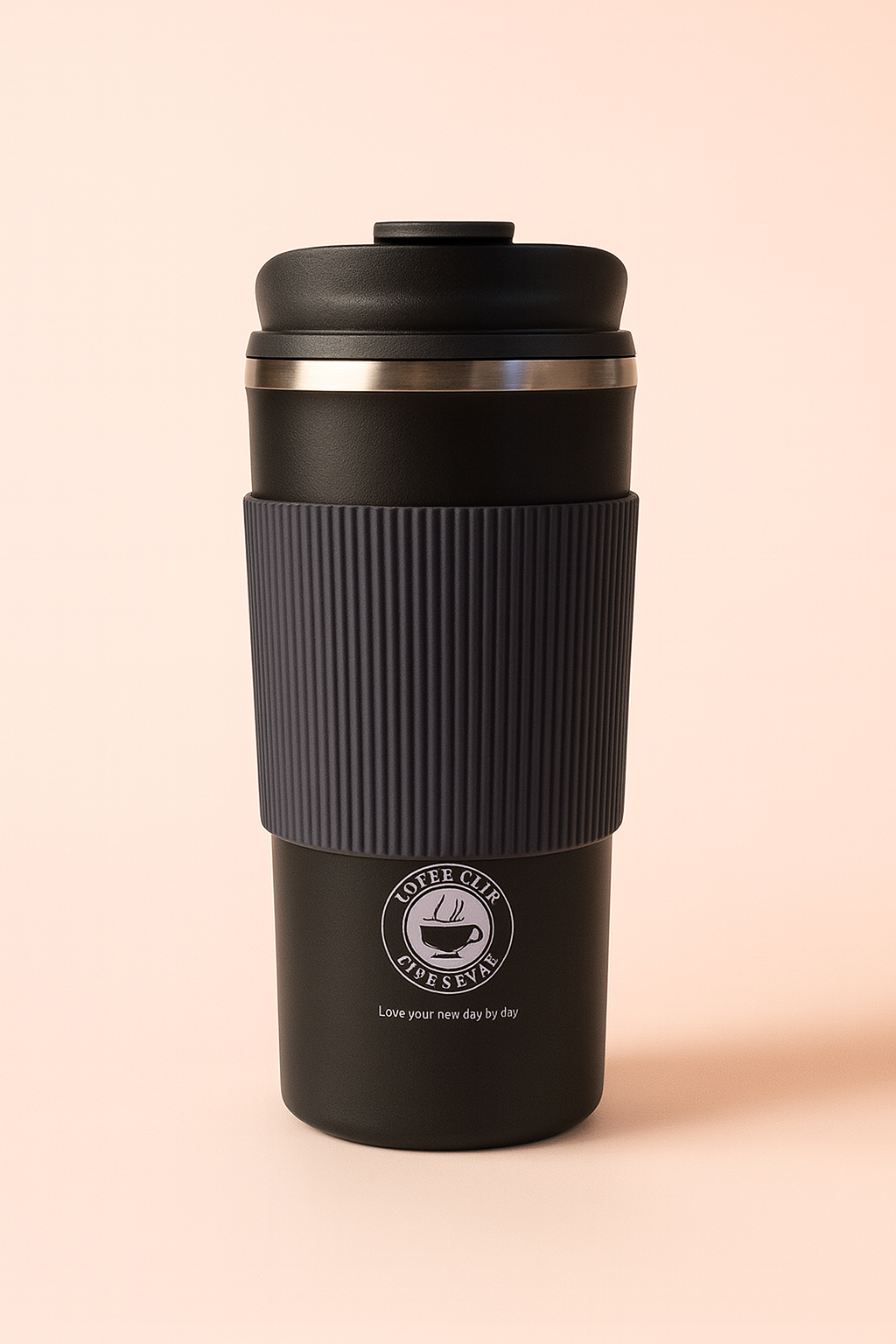 BrewGuard Insulated Coffee Bottle | Leak-Proof Flip Lid, Soft Grip Sleeve & Double-Wall Steel | Portable Hot & Cold Bottle for Daily Commute