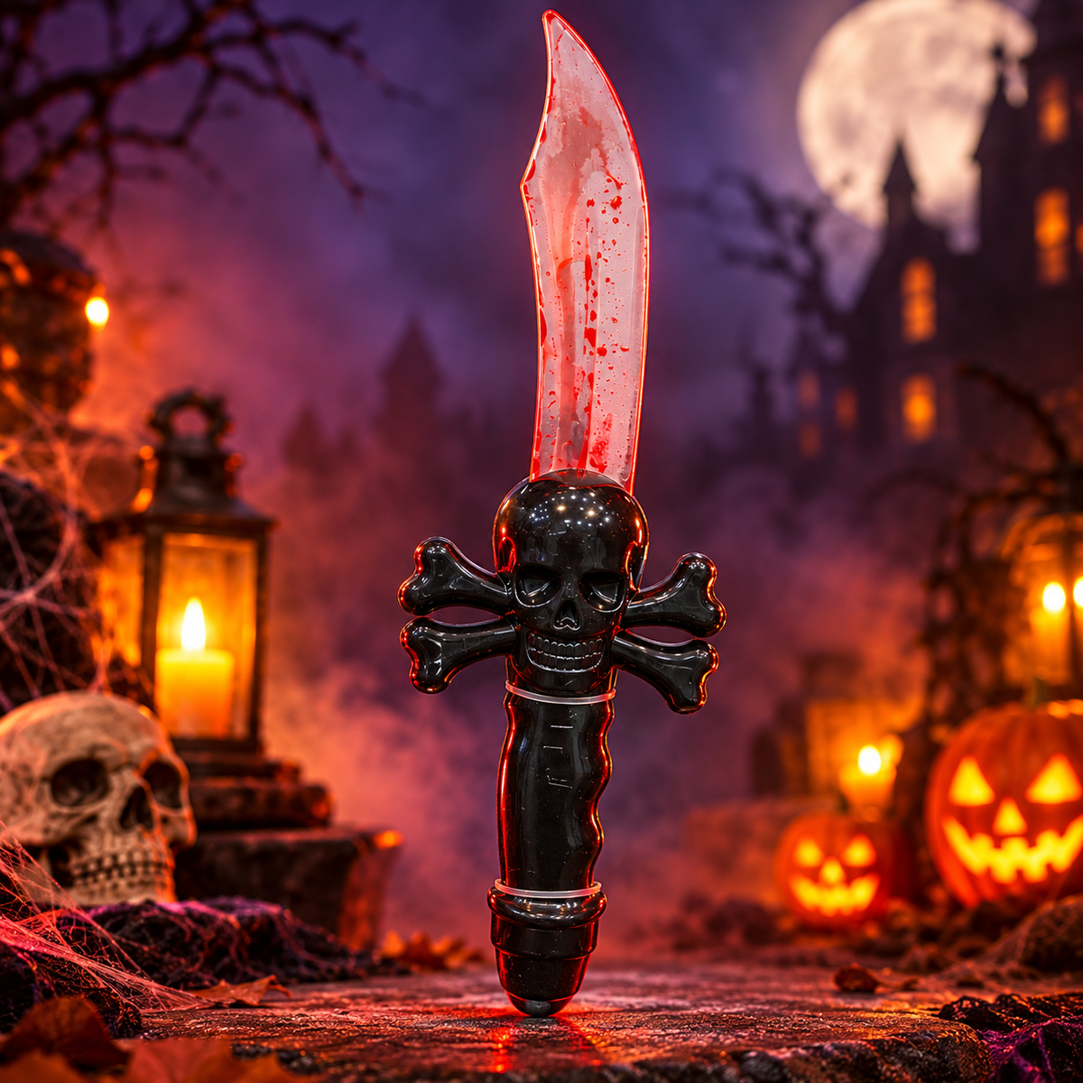 Halloween Bleeding Dagger Toy – Plastic Pirate Knife Prop with Fake Blood Liquid Effect & Skull Crossbones Handle | Halloween Costume Accessorym, Party Prank & Haunted House Prop