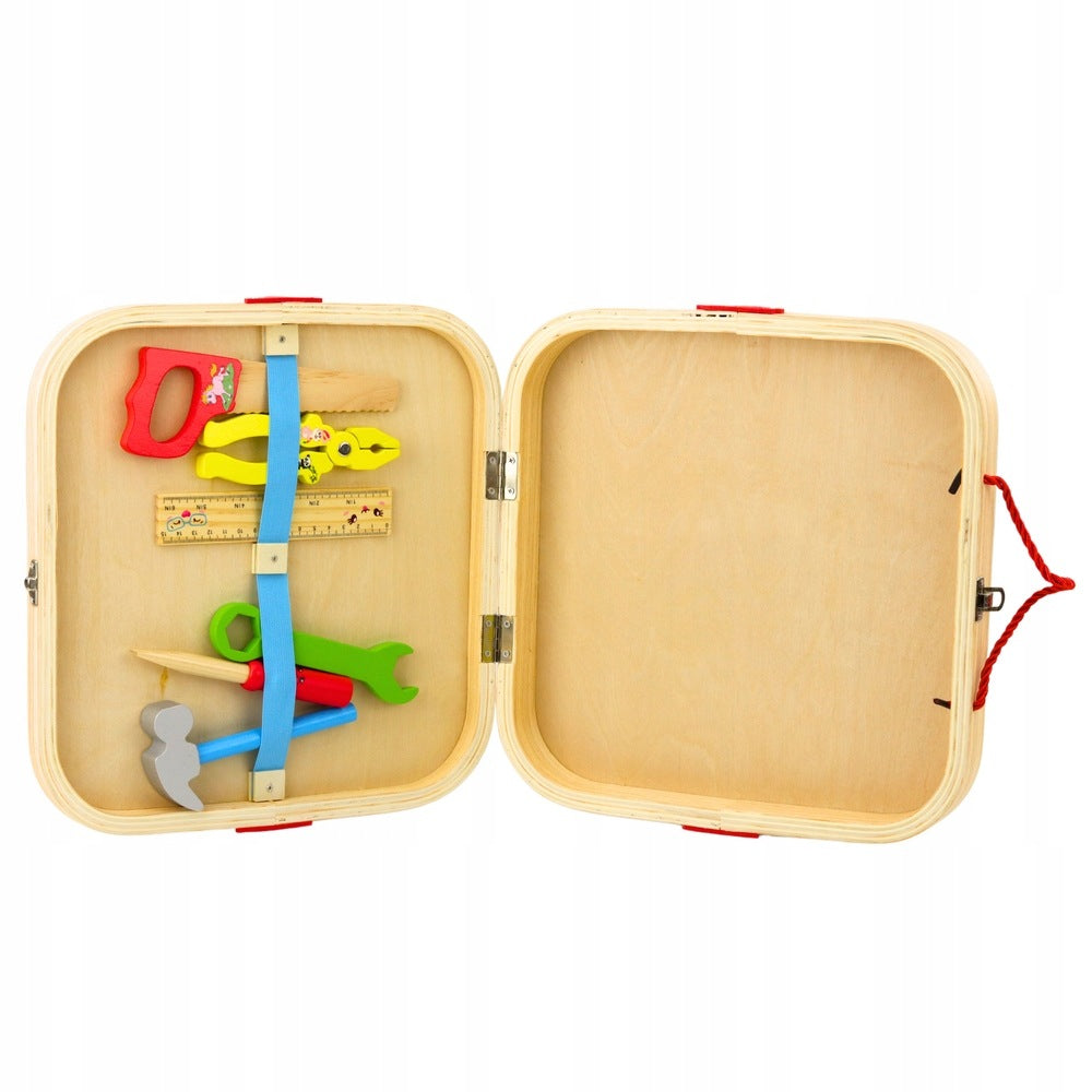 Wooden Toolbox Set for Kids with Animal Assembly Pieces, Nuts, Bolts & Carry Case