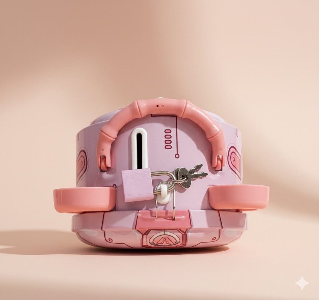 Premium Cat Design Money Box with Lock | Cute Pink Kitty Piggy Bank for Kids | Durable Hard Plastic Coin Bank | Portable Handle | Perfect Gift for Girls & Animal Lovers