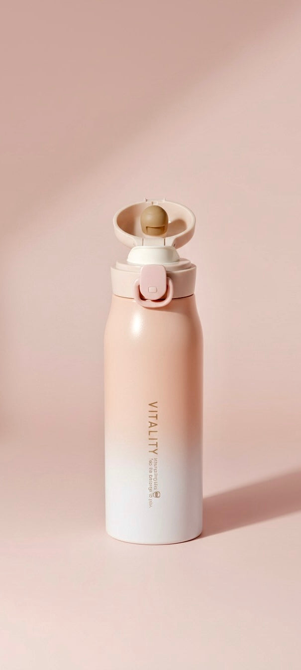 Vitality Water bottle | leak-Proof Stainless Steel Thermos with Flip Lid | Hot & Cold Insulated Travel Flask