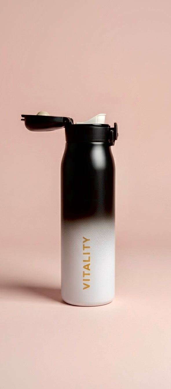 Vitality Water bottle | leak-Proof Stainless Steel Thermos with Flip Lid | Hot & Cold Insulated Travel Flask