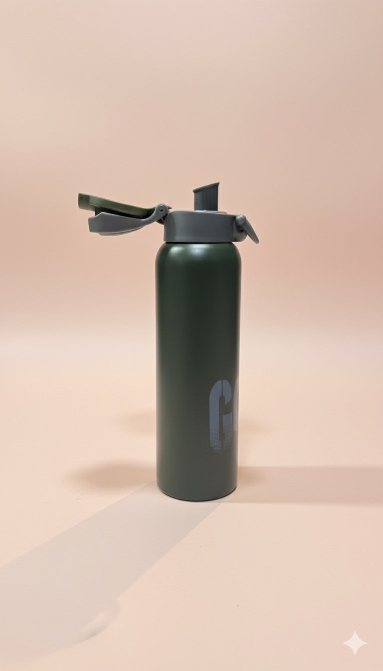 Penguin GOGO water bottle | Sporty Matte Blue Flask with Flip Lock Lid | Leak-Proof & Insulated for Active Days
