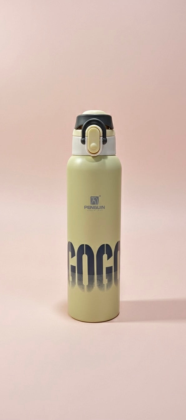 Penguin GOGO water bottle | Sporty Matte Blue Flask with Flip Lock Lid | Leak-Proof & Insulated for Active Days