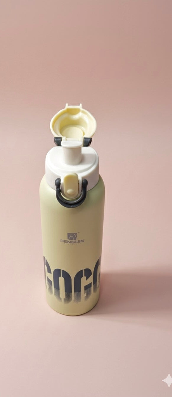 Penguin GOGO water bottle | Sporty Matte Blue Flask with Flip Lock Lid | Leak-Proof & Insulated for Active Days