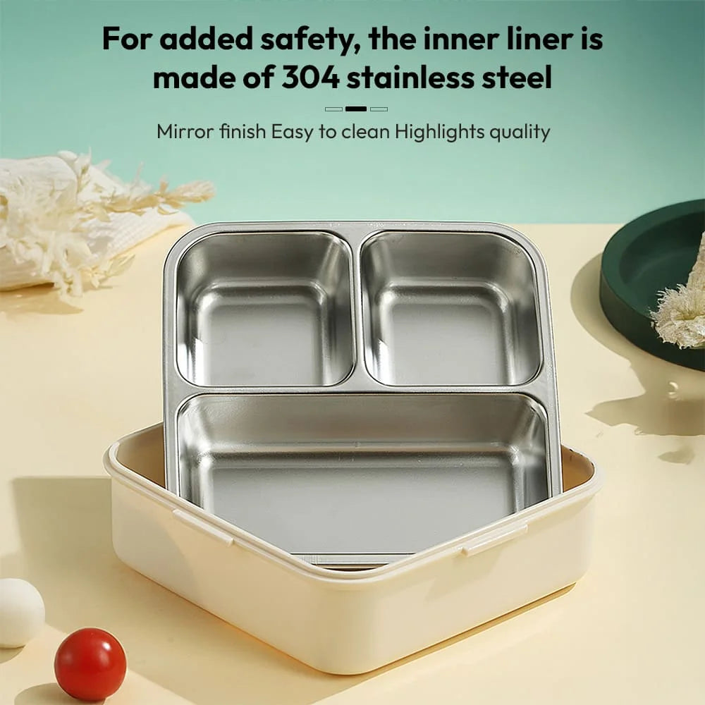 Super Dino Kids Bento Lunch Box | Cute Cartoon Dinosaur Lunchbox with Leak-Proof Compartments, Snap-Lock Lid & Portable Handle