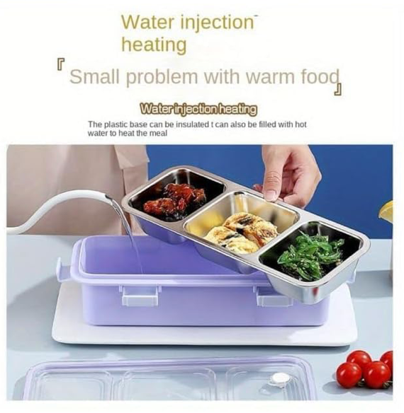 3-Grid Stainless Steel Lunch Box | Leak-Proof Bento Box for Kids & Adults