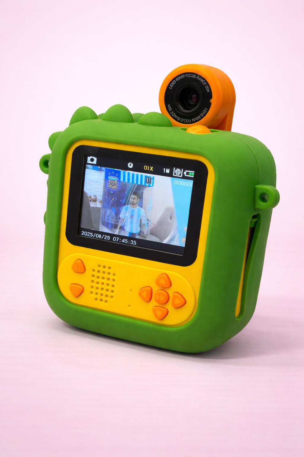 Kids Instant Print Camera with Selfie Mode | Colour Digital Camera for Children | Portable Photo Printer with Extra Paper Rolls & Hanging Strap | Rechargeable Toy Camera (3+)