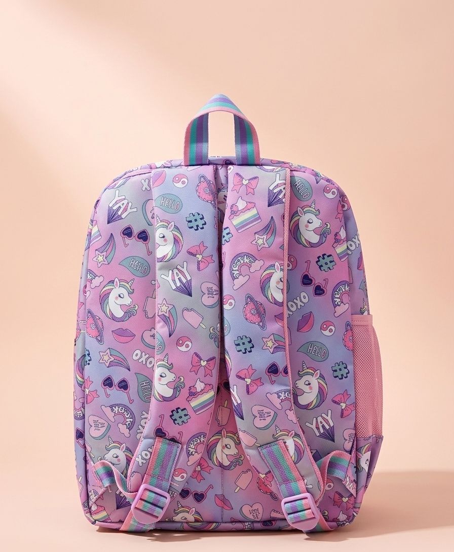 Good Vibes Unicorn Kids School Backpack – 3D Butterfly Patch, Shimmer – Harsh Stores