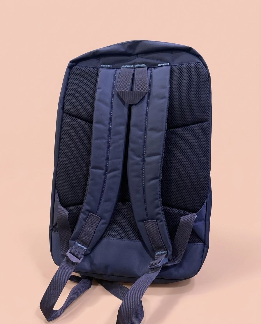 Xplod Envision School & College Backpack 18" – Large Capacity Laptop Compartment, Teal Contrast Zippers & Geometric Print, Ergonomic Everyday Bag for Boys & Teens, Navy Blue