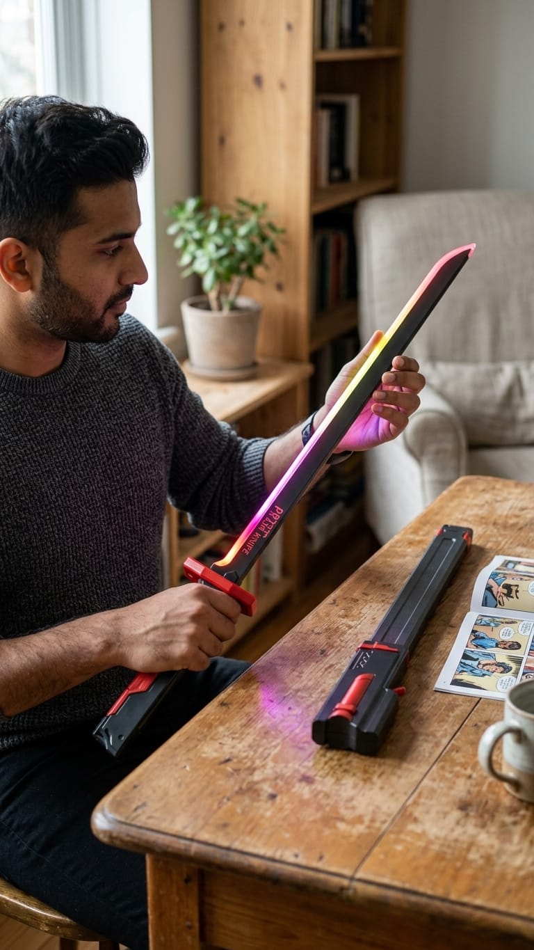 Anime LED Katana Sword with Smoke & Spark Effects – 7-Color RGB Light Blade, Immersive Sound FX, Cosplay & Display Sword
