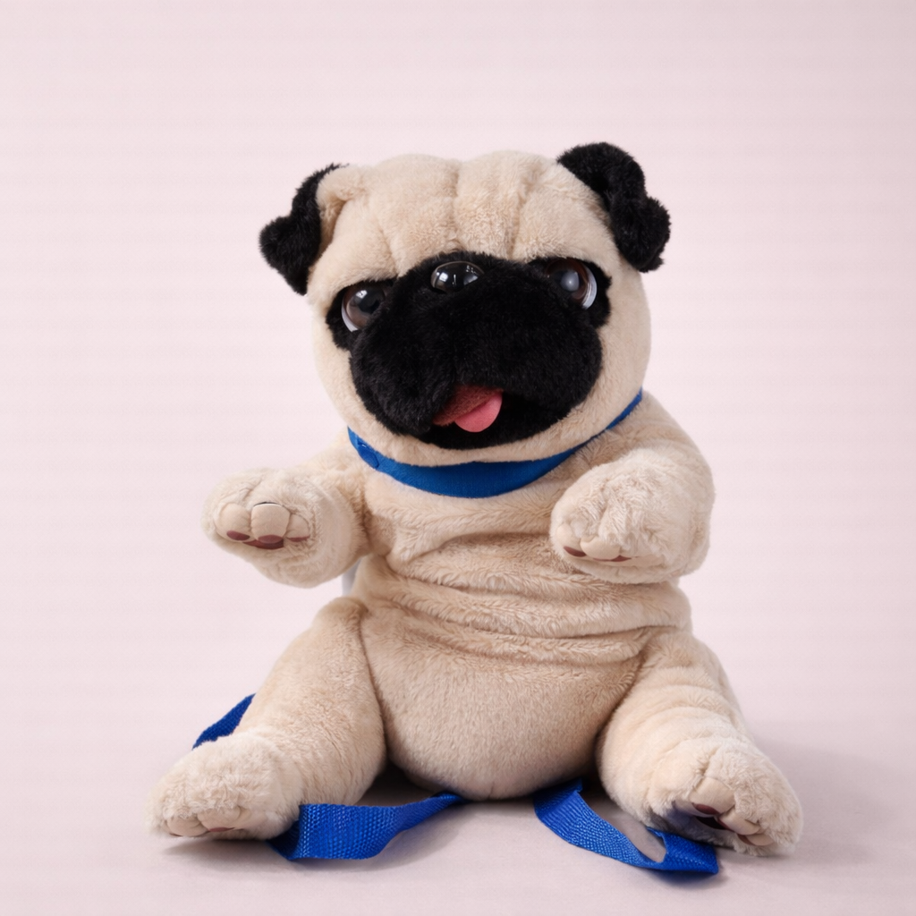 Plush toy pug dog bag