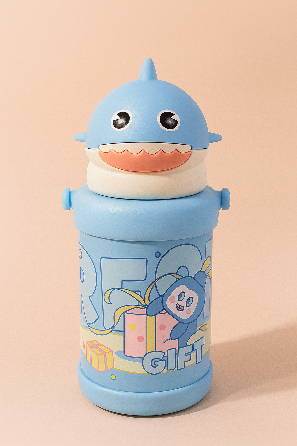 SharkyPop Kids Water Bottle – Cute Shark Design Leak-Proof Bottle with Easy-Sip Lid | Lightweight & BPA-Free for School, Travel & Play