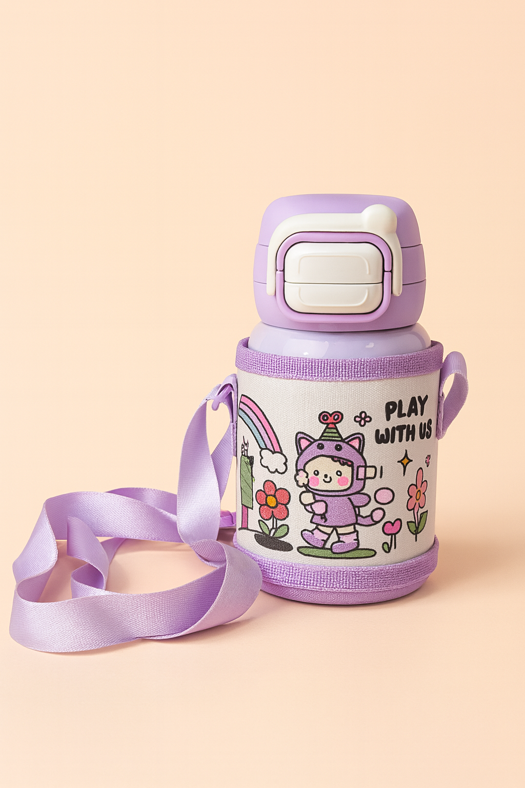 Little Explorer CampSip Insulated Kids Water Bottle with Carry Strap – Leak-Proof Flip Lid, Protective Fabric Sleeve | BPA-Free Travel Bottle for School & Outdoors