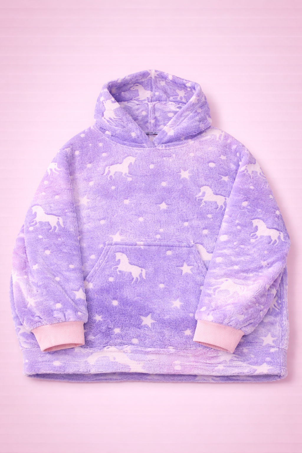 Kids Glow-in-the-Dark Plush Hooded Sweatshirt | Ultra-Soft Winter Hoodie with Unicorn Print | Warm, Cozy & Comfortable | Night Glow Design